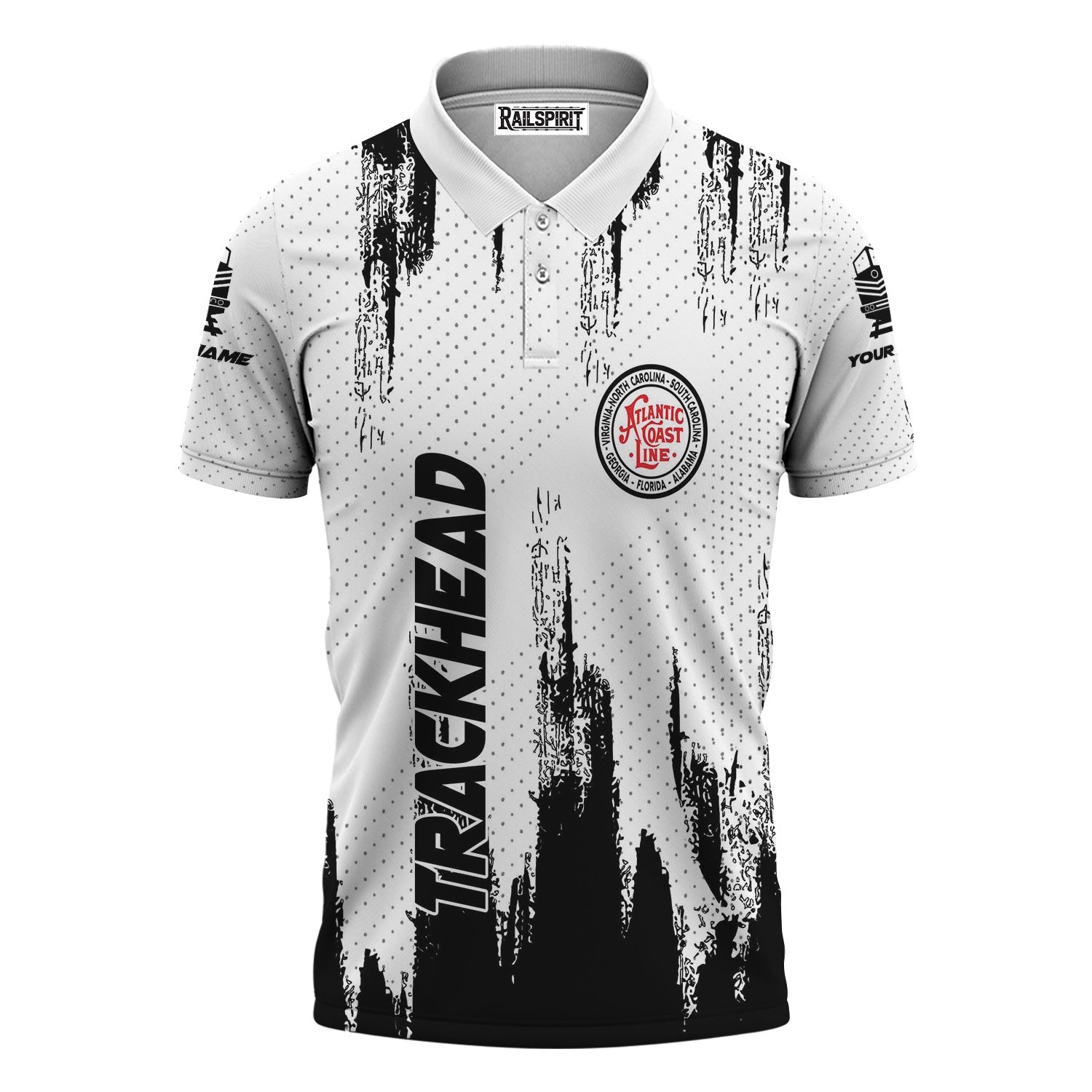 Railspirit Personalized Atlantic Coast Line Railroad Polo Shirt Paint Impact Design Train Shirt for Trackhead