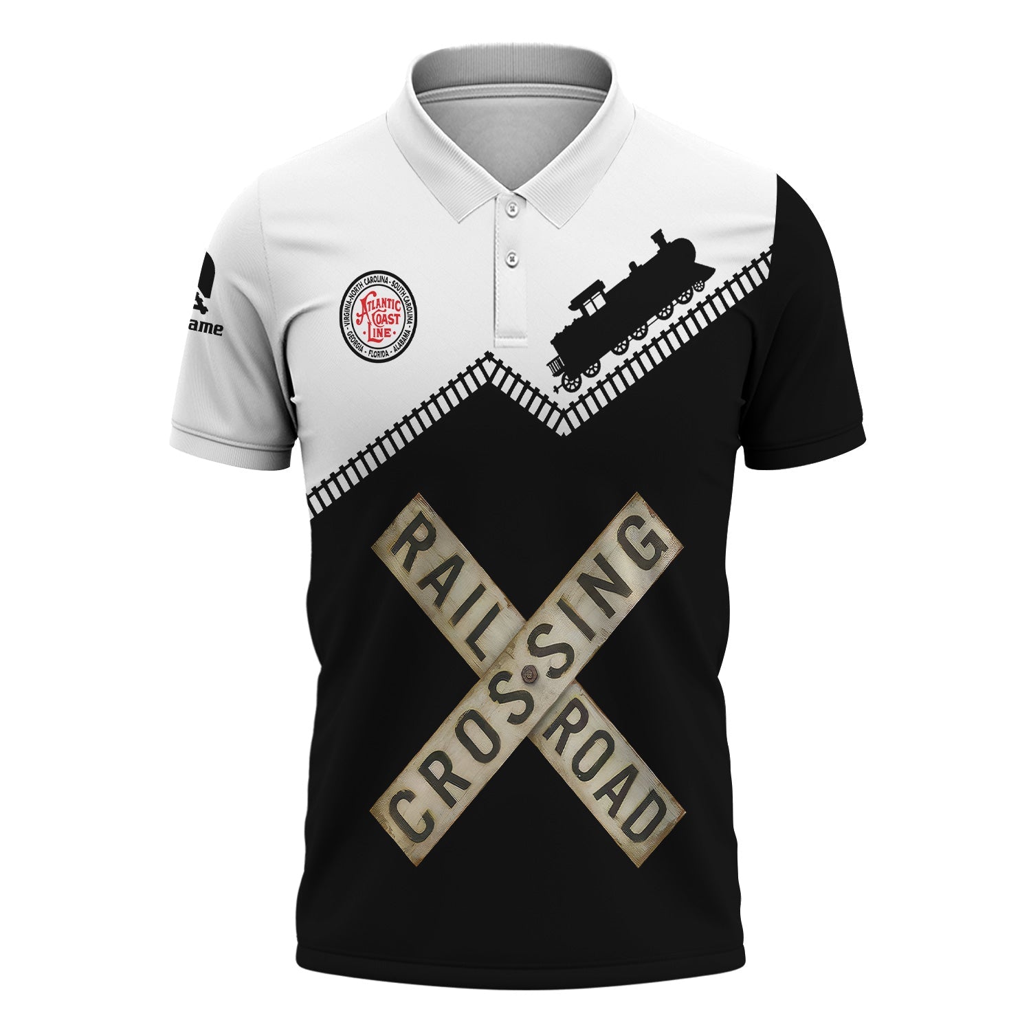 Railspirit Personalized Atlantic Coast Line Railroad Polo Shirt Railroad Crossing Printed Train Track Shirt