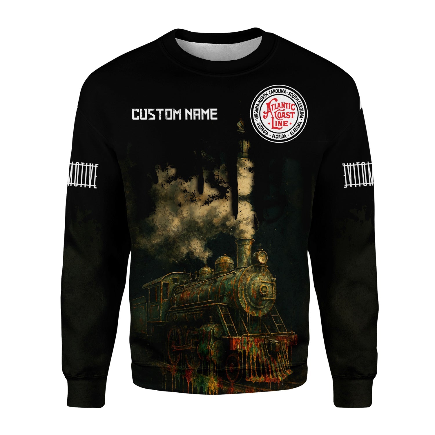 Railspirit Personalized Atlantic Coast Line Railroad Sweatshirt Vintage Train Art Style Shirt For Locomotive Fans