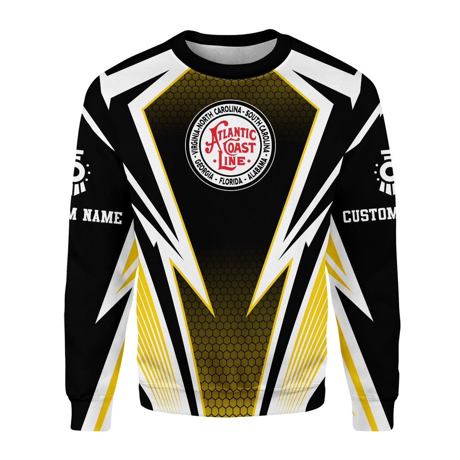 Railspirit Personalized Atlantic Coast Line Railroad Sweatshirt Lightning Graphic Style Shirt Gift Idea For Train Lover