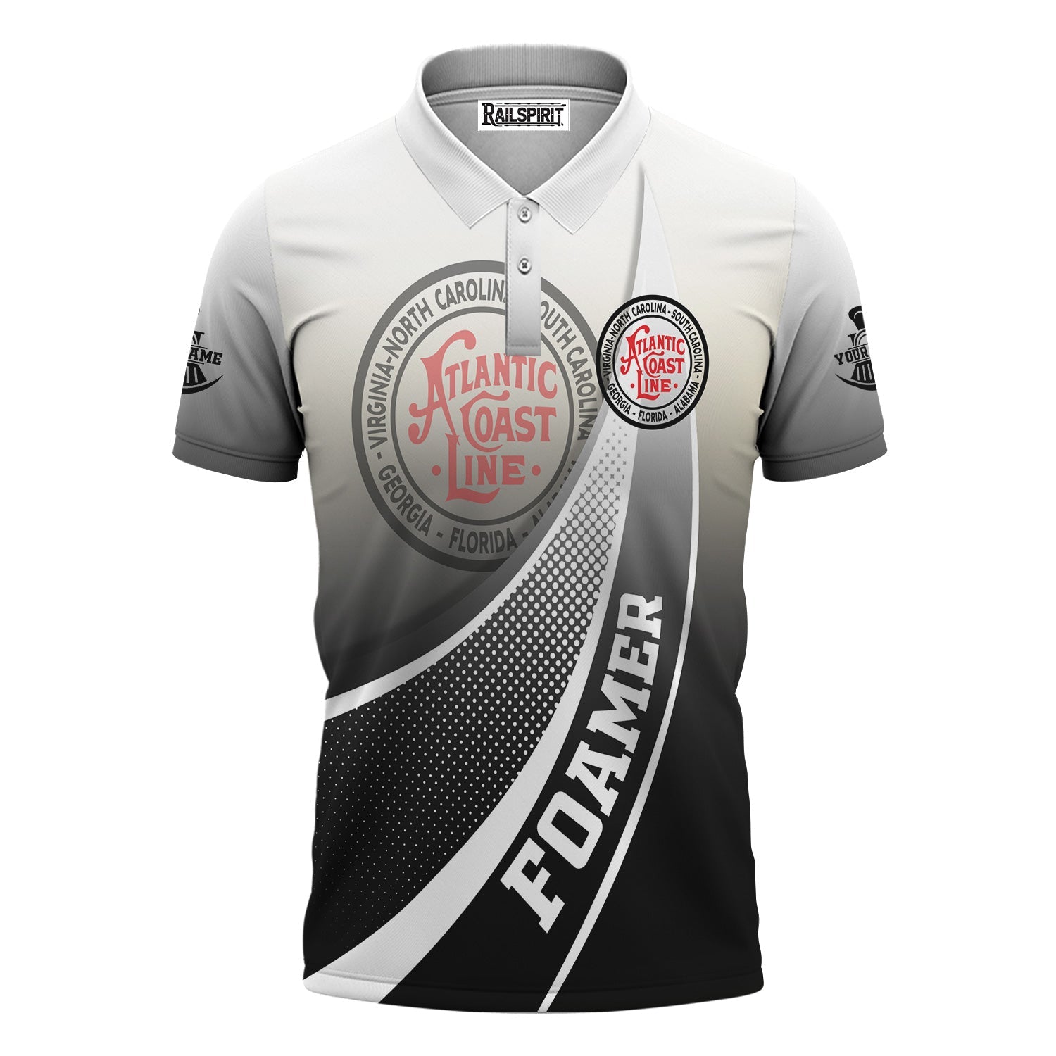 Railspirit Personalized Atlantic Coast Line Railroad Polo Shirt Railway-Themed Style Shirt Gift Idea For Trainspotter