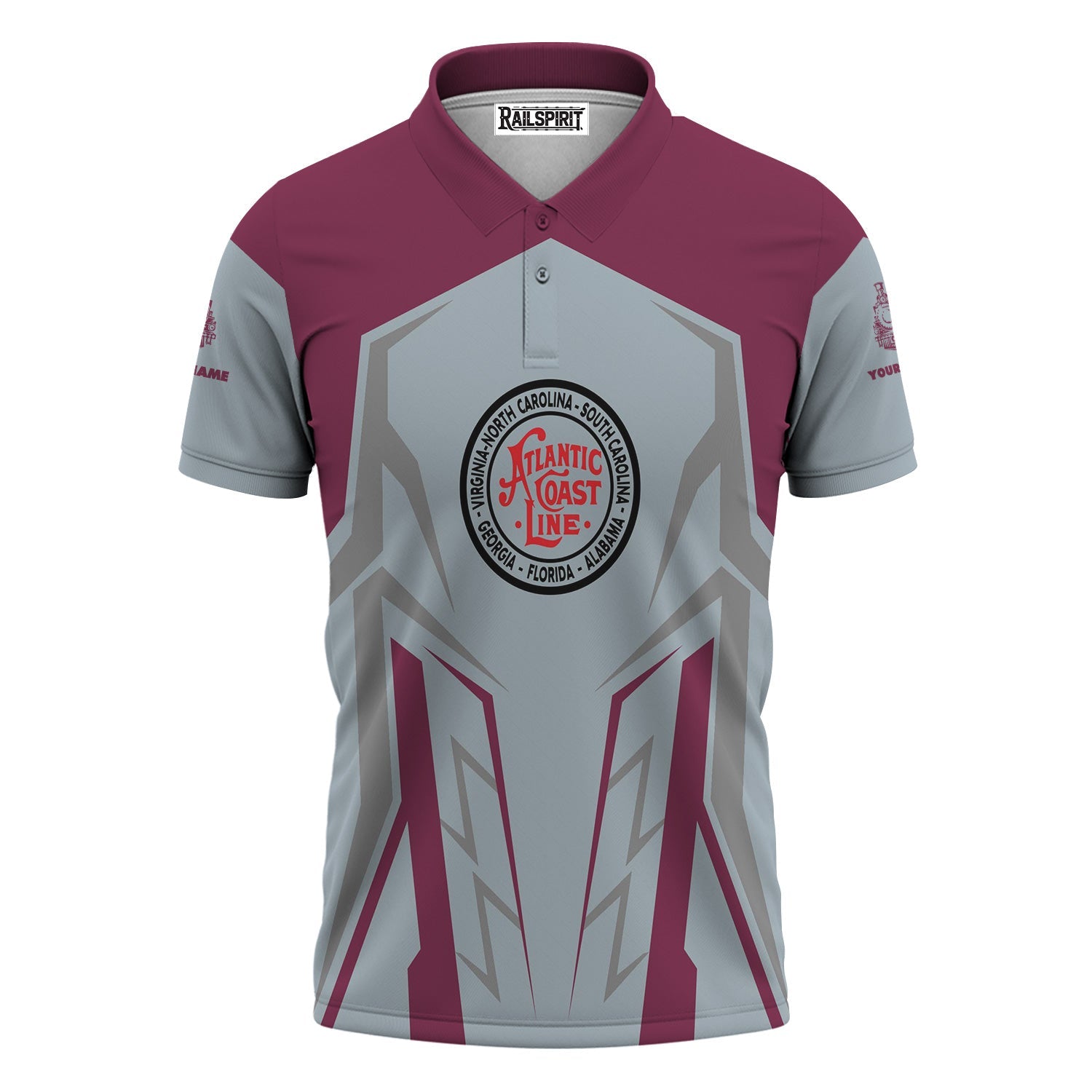 Railspirit Personalized Atlantic Coast Line Railroad Polo Shirt Futuristic Design with Custom Job Train Shirt
