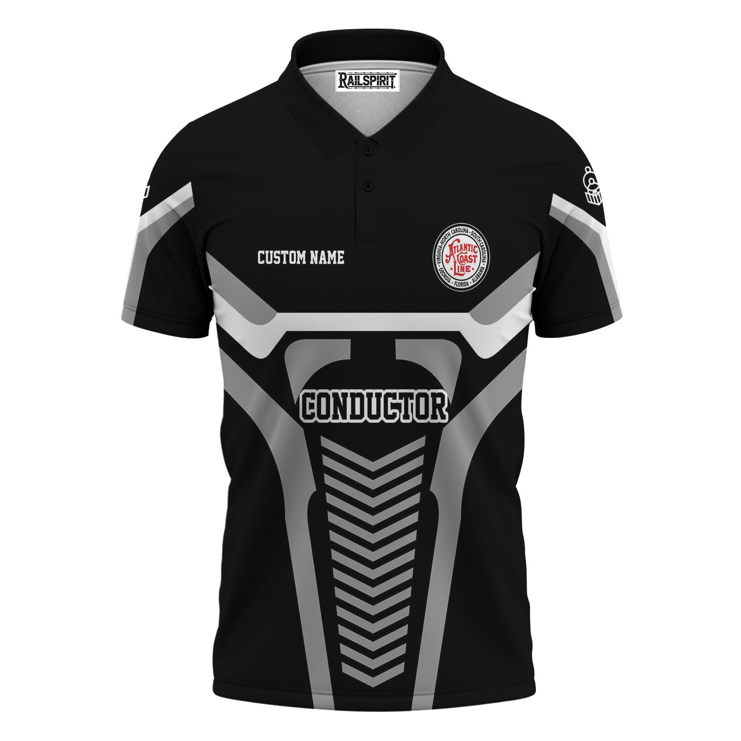 Railspirit Personalized Atlantic Coast Line Railroad Polo Shirt Track-Inspired with Custom Job Position Train Shirt