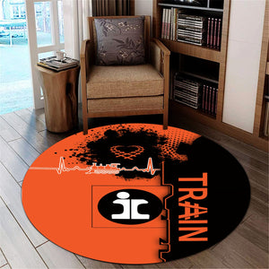 Railspirit Illinois Central Railroad Round Mat Engine Heartbeat and Track Love Style Mat Gift Idea For Train Lovers