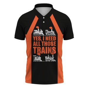 Railspirit Custom Name Illinois Central Railroad Polo Shirt Yes I Need All Those Train Printed Shirt