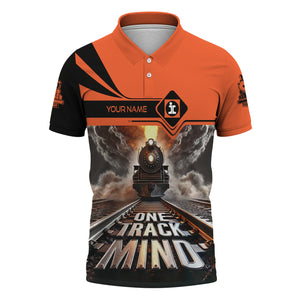 Railspirit Personalized Illinois Central Railroad Polo Shirt One Track Mind Train Printed Shirt