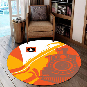 Railspirit Illinois Central Railroad Round Mat Flame-Inspired Style Mat Gift Idea For Train Lovers