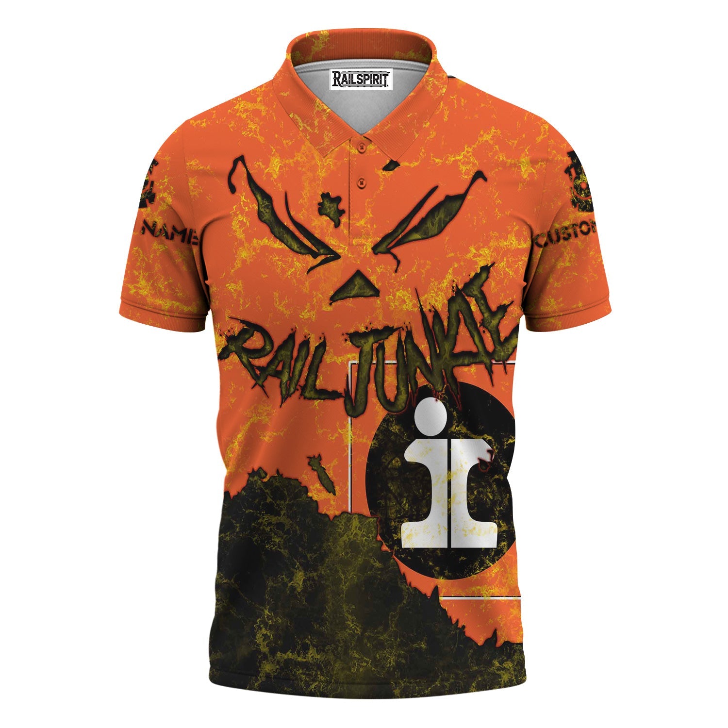 Railspirit Personalized Illinois Central Railroad Polo Shirt Torn Graphic Style Train Shirt For Rail Junkie