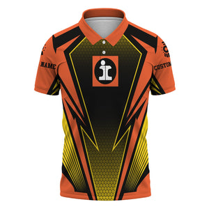 Railspirit Personalized Illinois Central Railroad Polo Shirt Lightning Graphic Style Shirt Gift Idea For Train Lover