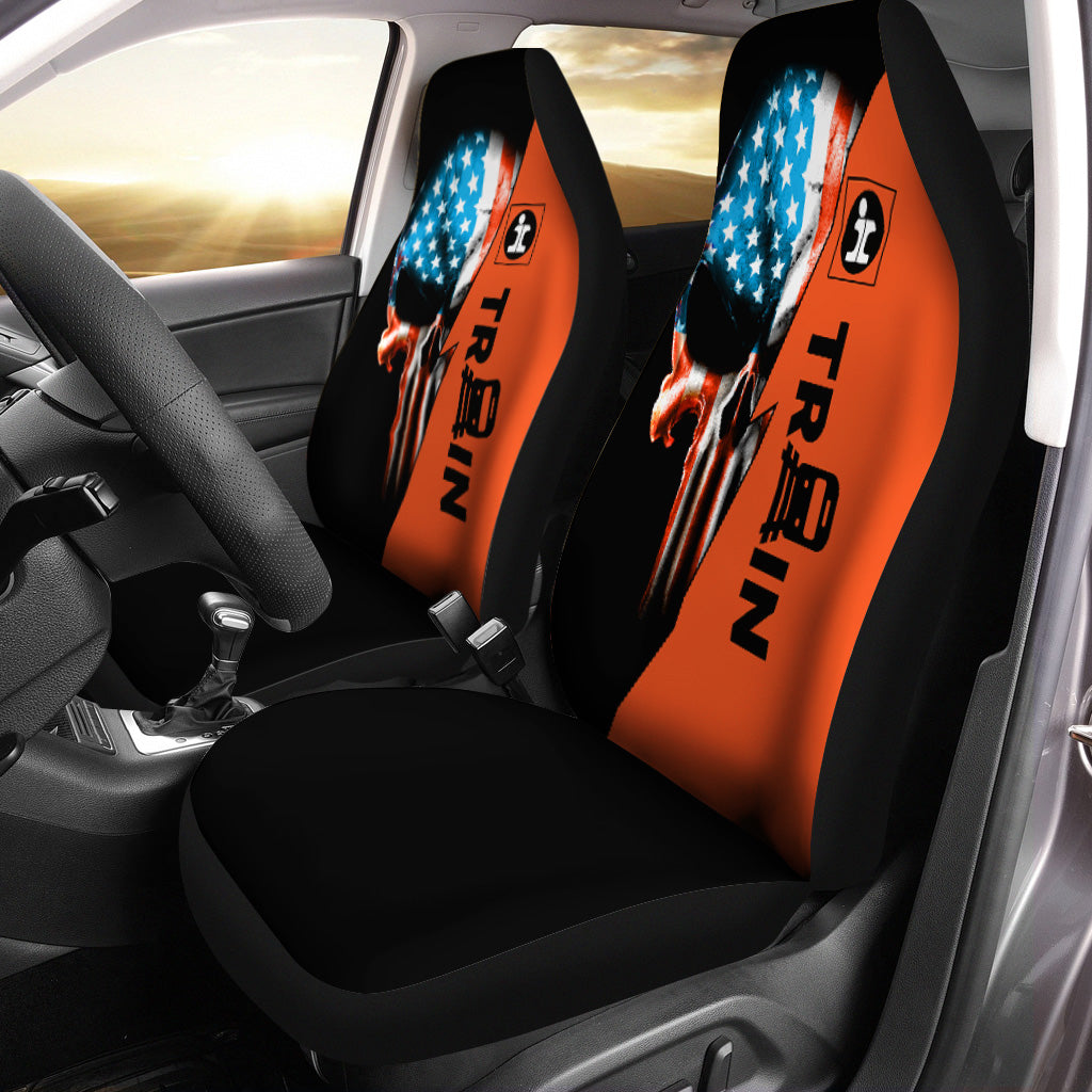 Railspirit Illinois Central Railroad Car Seat Cover Train Skull American Flag Style Seat Cover