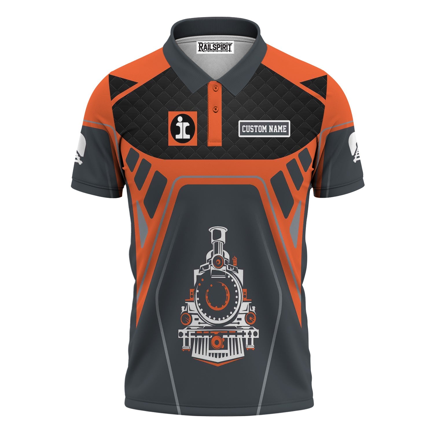 Railspirit Personalized Illinois Central Railroad Polo Shirt Steam Locomotive Engine Graphic Train Shirt All Over Print