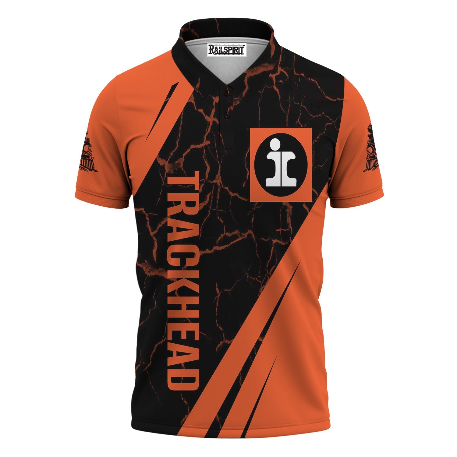 Railspirit Personalized Illinois Central Railroad Polo Shirt Crackle Texture Style Train Shirt For Trackhead
