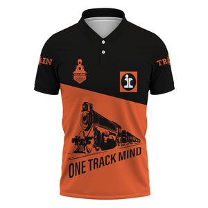 Railspirit Personalized Illinois Central Railroad Polo Shirt One Track Mind Unisex Train Shirt Gift Idea For Train Lover
