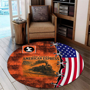 Railspirit Illinois Central Railroad Round Mat Retro American Express Train With USA Flag Round Mat
