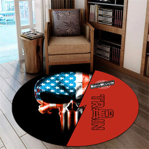 Railspirit Chicago and North Western Railway Round Mat Train Skull American Flag Style Rug All Over Print