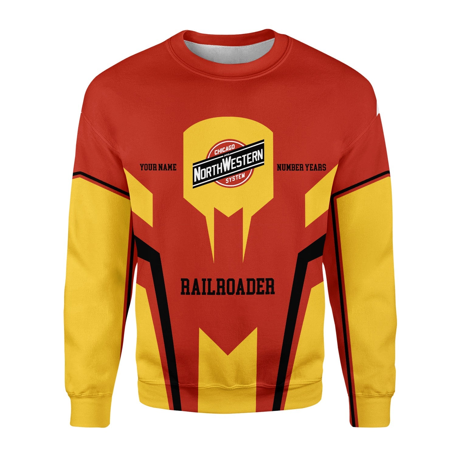 Railspirit Personalized Chicago and North Western Railway Sweatshirt Custom Year Railroader Shirt Gift Idea For Train Lover