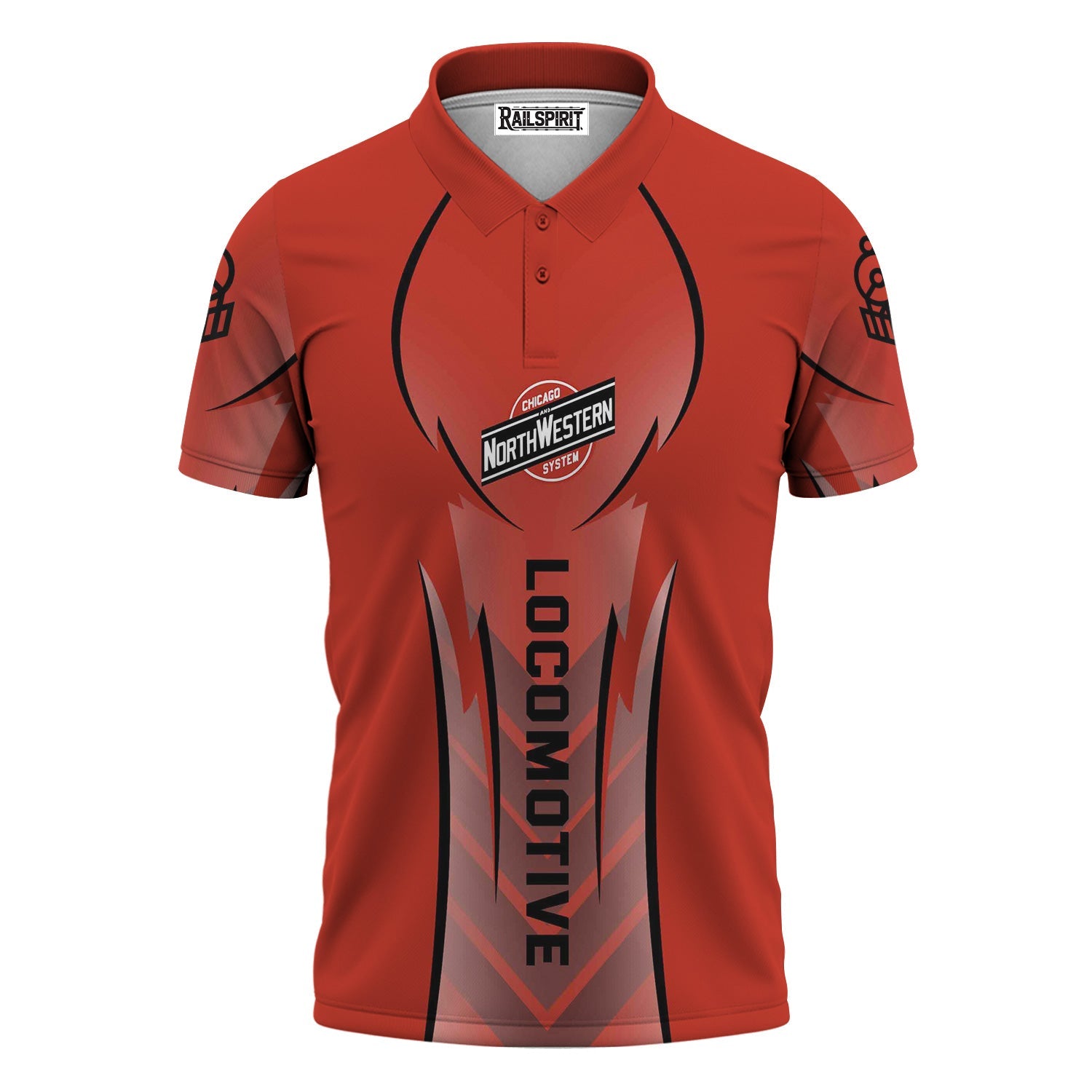 Railspirit Personalized Chicago and North Western Railway Polo Shirt Striking Line Style Train Shirt For Locomotive Lovers