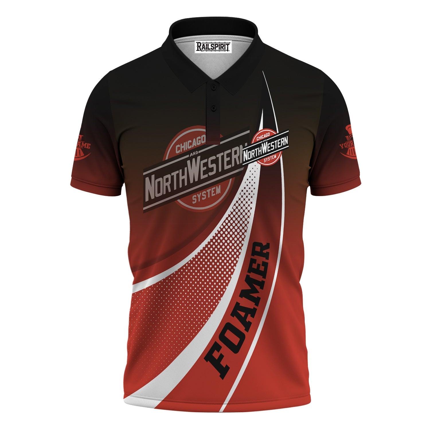 Railspirit Personalized Chicago and North Western Railway Polo Shirt Railway-Themed Style Shirt Gift Idea For Trainspotter