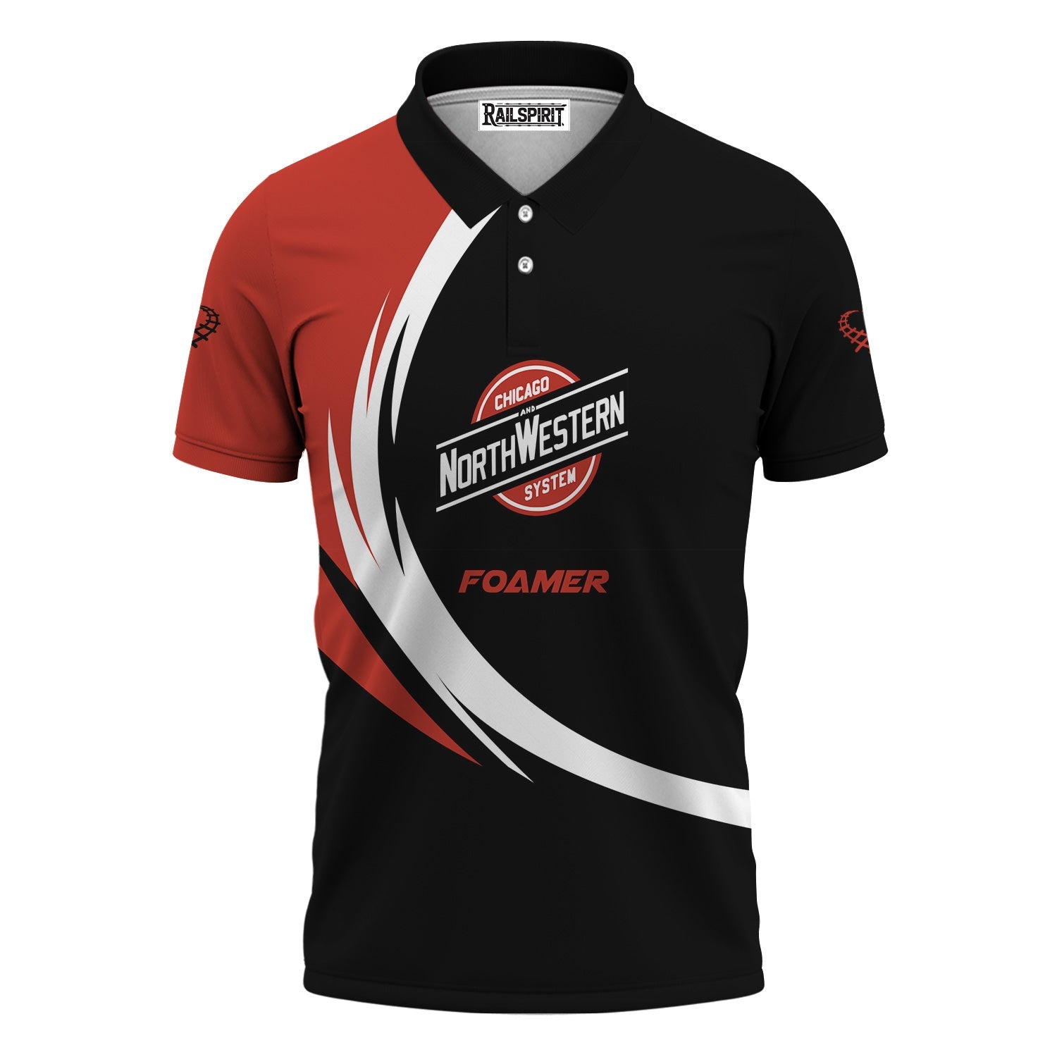Railspirit Personalized Chicago and North Western Railway Polo Shirt Unique Graphic Style Shirt For Train Enthusiasts