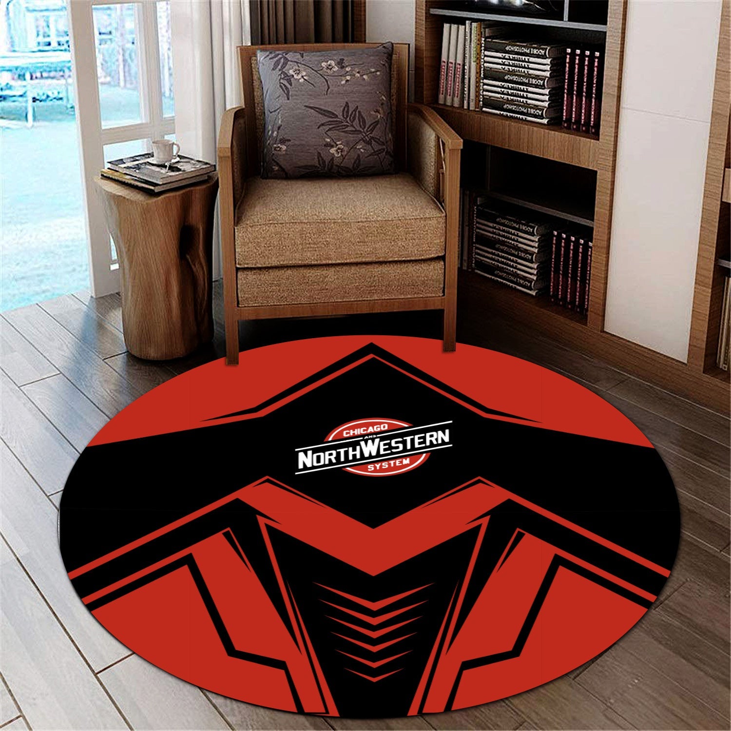 Railspirit Chicago and North Western Railway Round Mat Railway Trainspotter Style Mat Gift Idea For Foamers