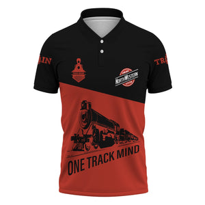 Railspirit Personalized Chicago and North Western Railway Polo Shirt One Track Mind Unisex Train Shirt Gift Idea For Train Lover
