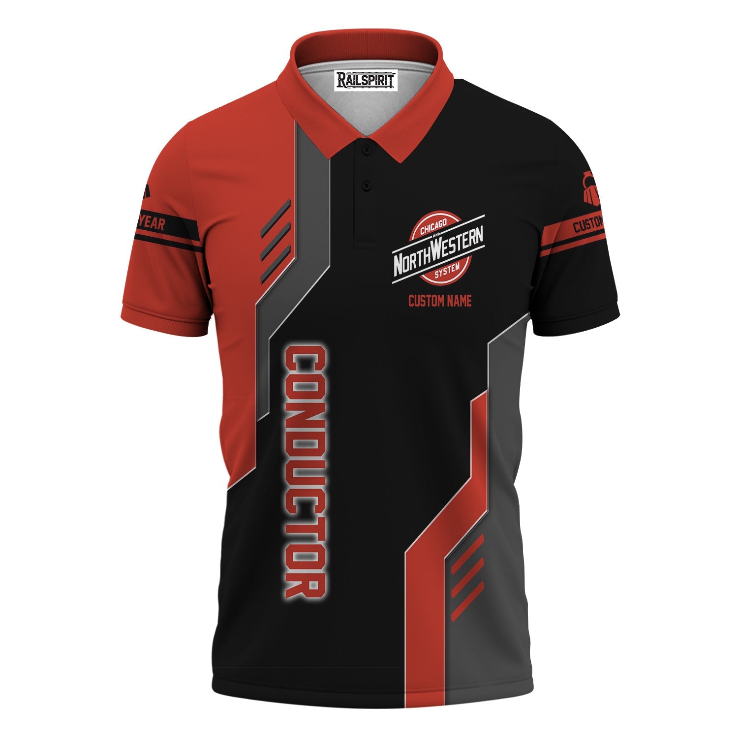 Railspirit Personalized Chicago and North Western Railway Polo Shirt Unique Railway Style with Custom Job Train Shirt