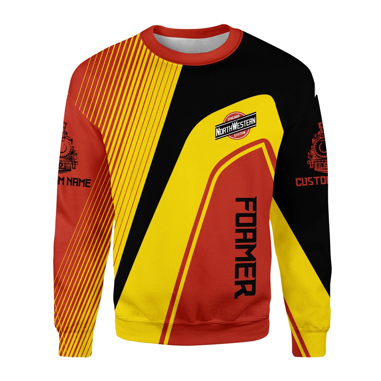 Railspirit Personalized Chicago and North Western Railway Sweatshirt Vibrant Striking Style Shirt For Rail Enthusiasts