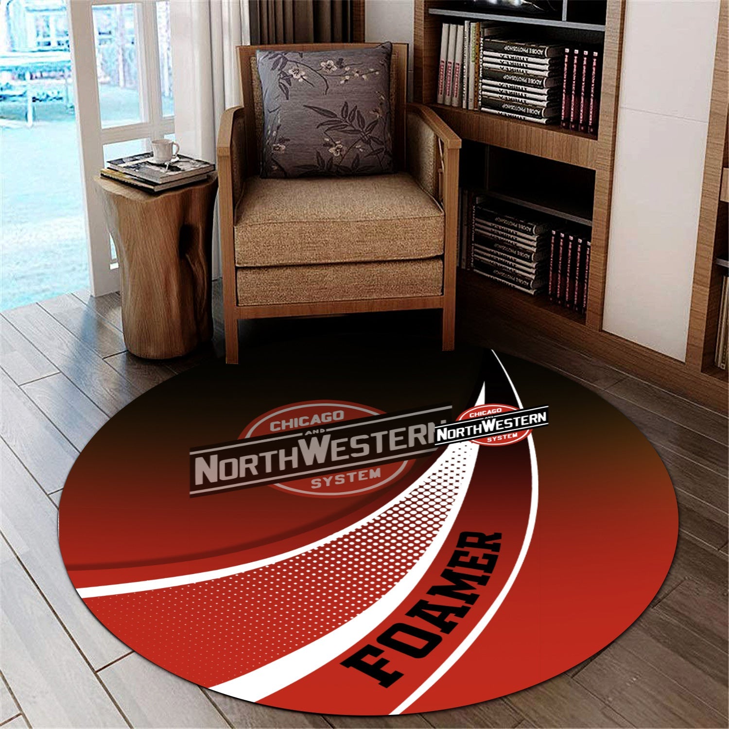 Railspirit Chicago and North Western Railway Round Mat Railway-Themed Style Mat Gift Idea For Trainspotter