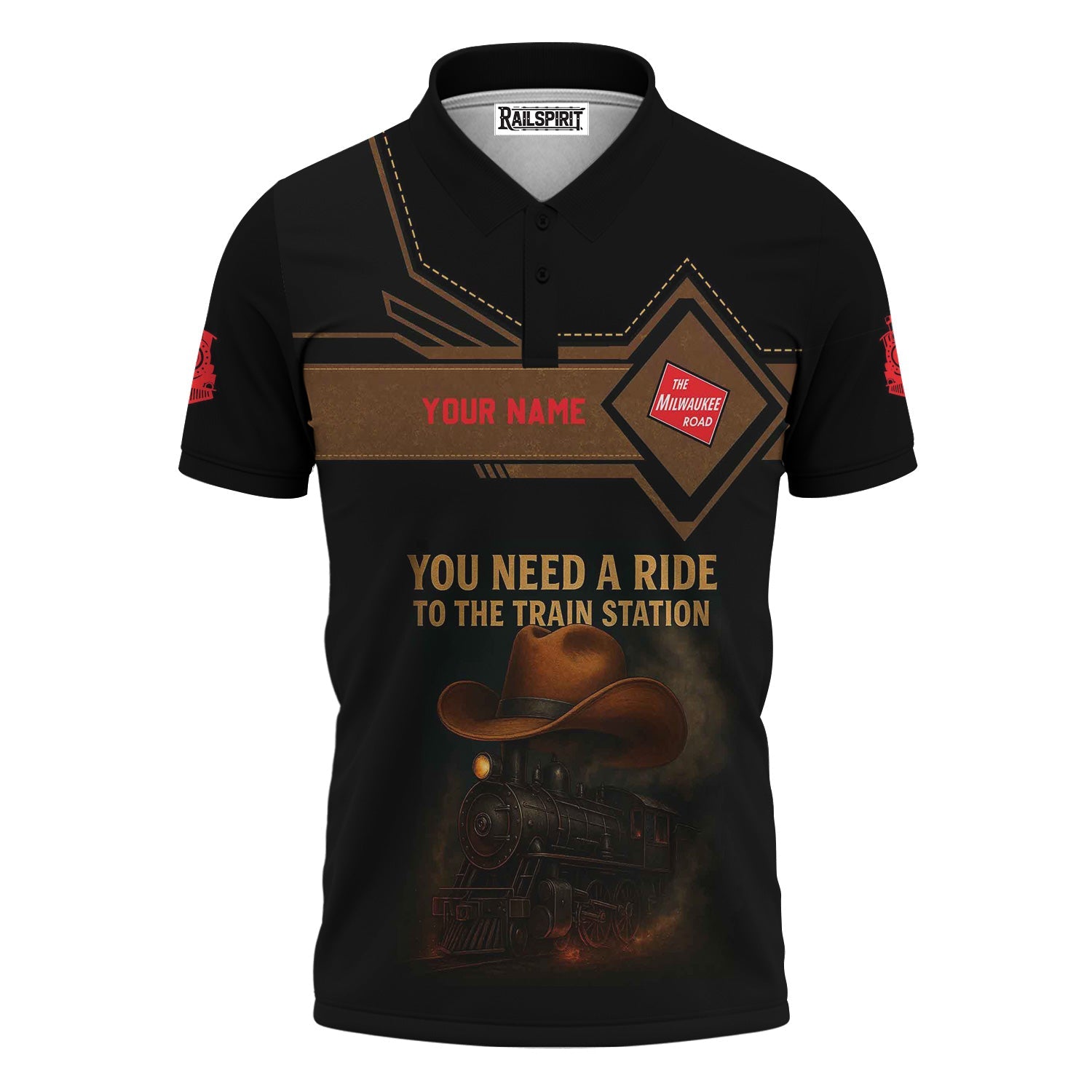 Railspirit Personalized Chicago, Milwaukee, St. Paul and Pacific Railroad Polo Shirt You Need A Ride To The Train Station Milwaukee Road Shirt