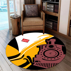 Railspirit Chicago, Milwaukee, St. Paul and Pacific Railroad Round Mat Flame-Inspired Style Milwaukee Road Mat Gift Idea For Train Lovers