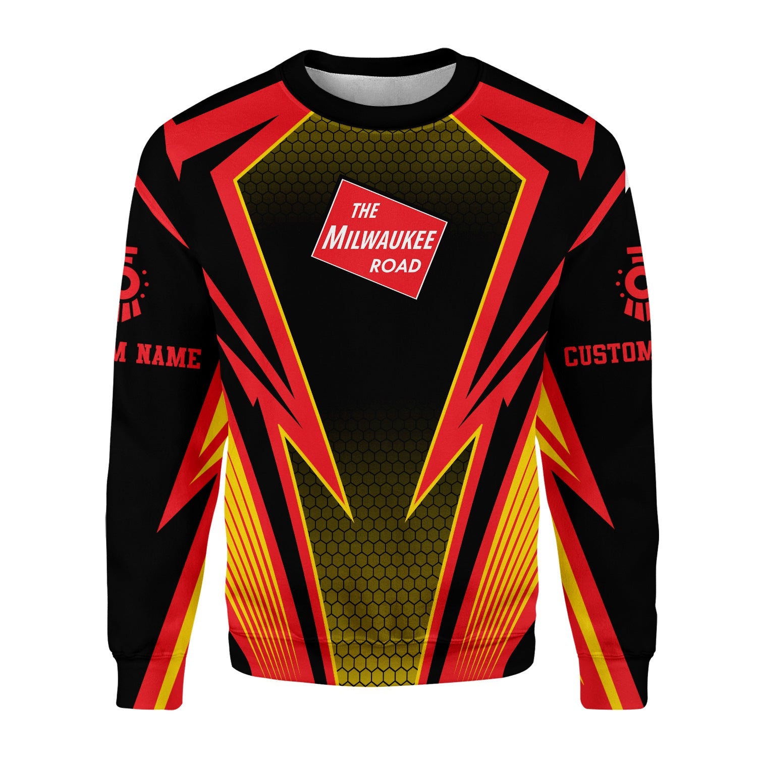 Railspirit Personalized Chicago, Milwaukee, St.Paul and Pacific Railroad Sweatshirt Lightning Graphic Style Milwaukee Road Shirt