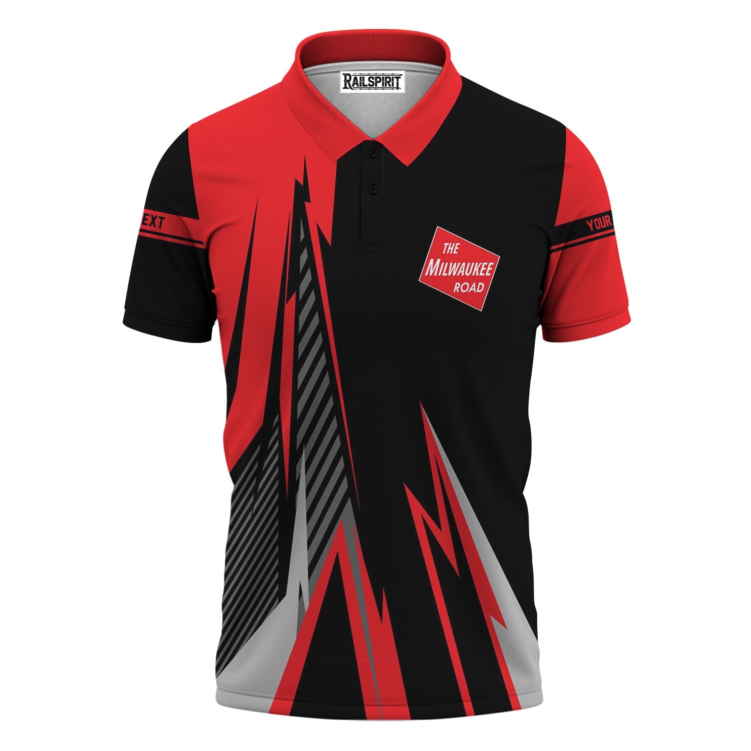 Railspirit Personalized Chicago, Milwaukee, St. Paul and Pacific Railroad Polo Shirt Lightning-Inspired Railway Style Milwaukee Road Shirt