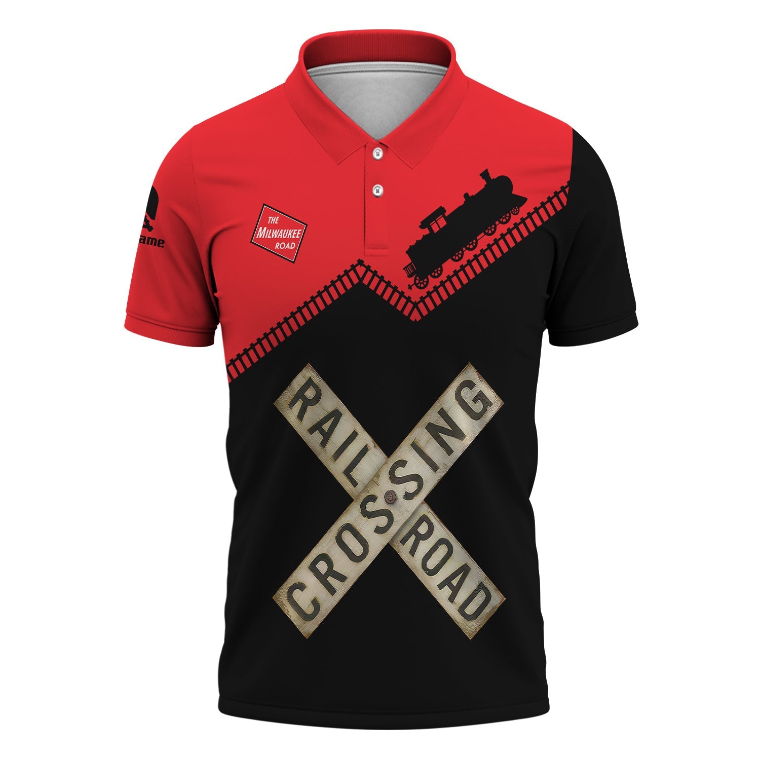 Railspirit Personalized Chicago, Milwaukee, St. Paul and Pacific Railroad Polo Shirt Railroad Crossing Printed Train Track Shirt