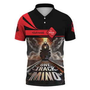 Railspirit Personalized Chicago, Milwaukee, St. Paul and Pacific Railroad Polo Shirt One Track Mind Milwaukee Road Train Printed Shirt
