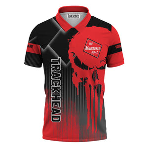 Railspirit Personalized Chicago, Milwaukee, St. Paul and Pacific Railroad Polo Shirt Skull Design with Custom Job Milwaukee Road Train Shirt