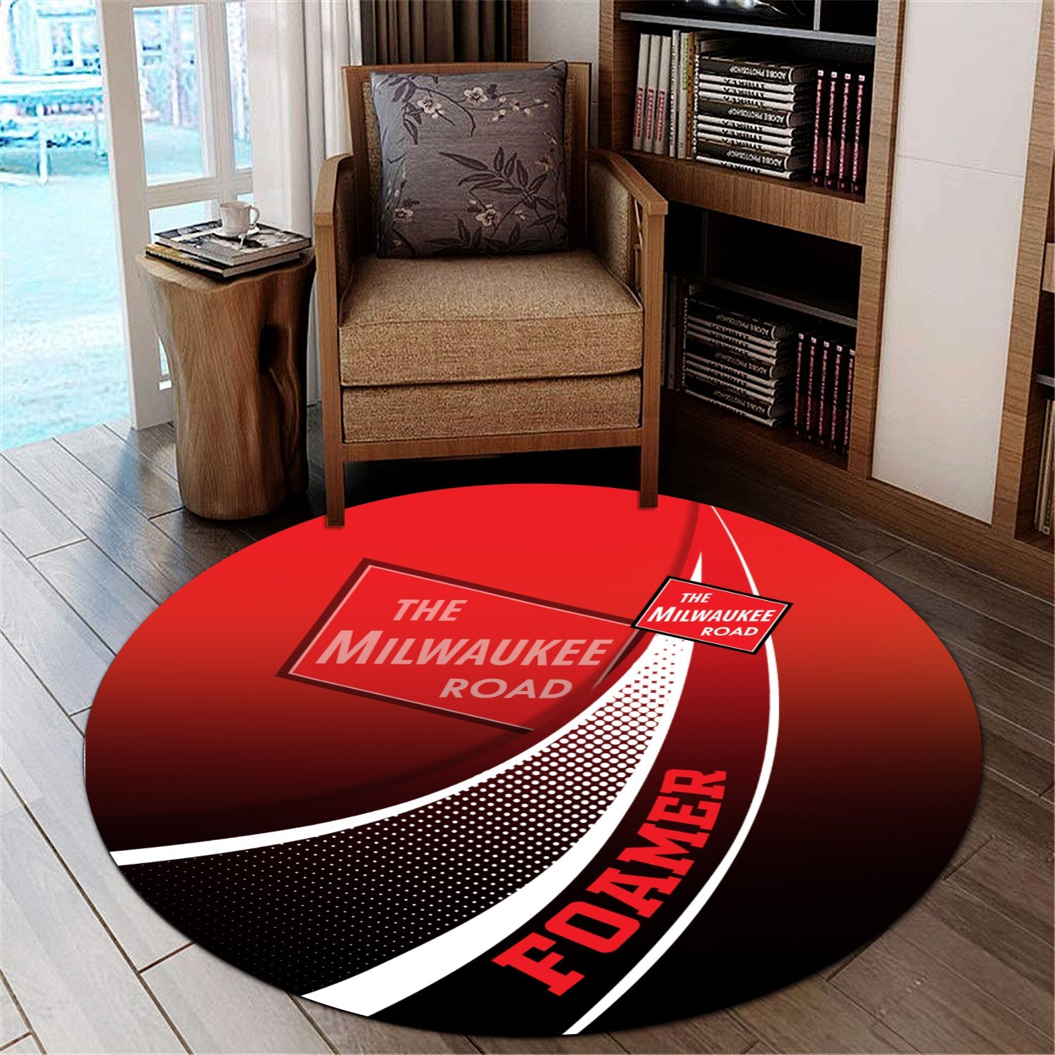 Railspirit Chicago, Milwaukee, St. Paul and Pacific Railroad Round Mat Railway-Themed Style Milwaukee Road Mat Gift Idea For Trainspotter