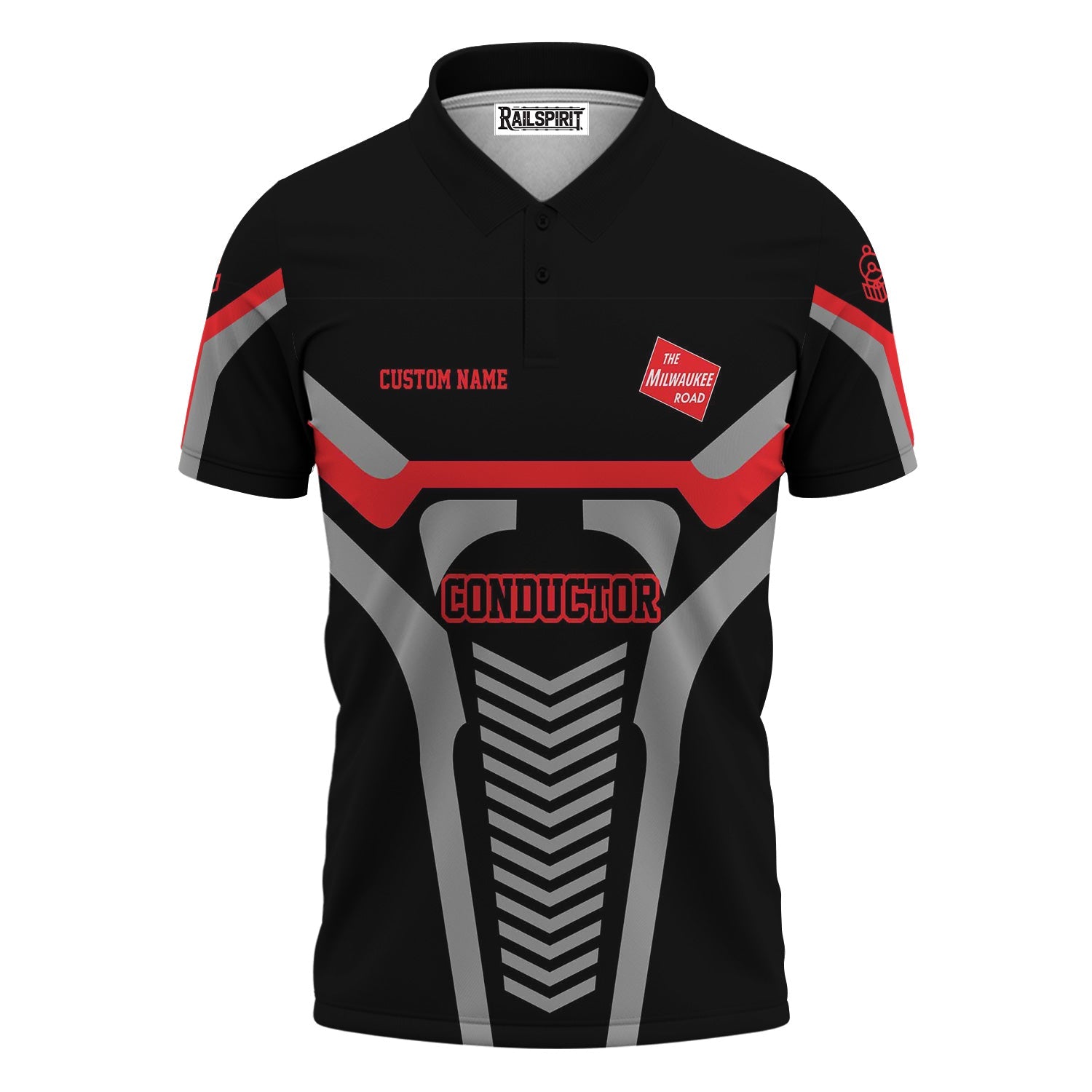 Railspirit Personalized Chicago, Milwaukee, St. Paul and Pacific Railroad Polo Shirt Track-Inspired Custom Job Position Milwaukee Road  Train Shirt