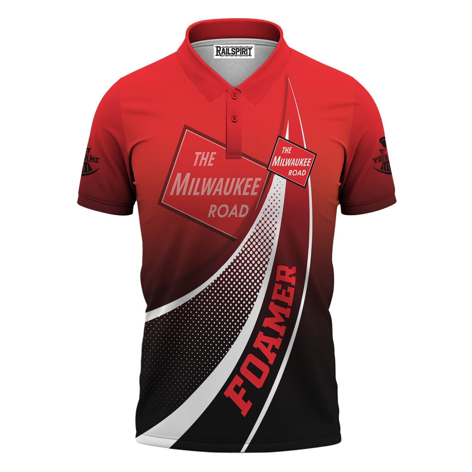 Railspirit Personalized Chicago, Milwaukee, St. Paul and Pacific Railroad Polo Shirt Railway-Themed Style Milwaukee Road Shirt Gift For Trainspotter
