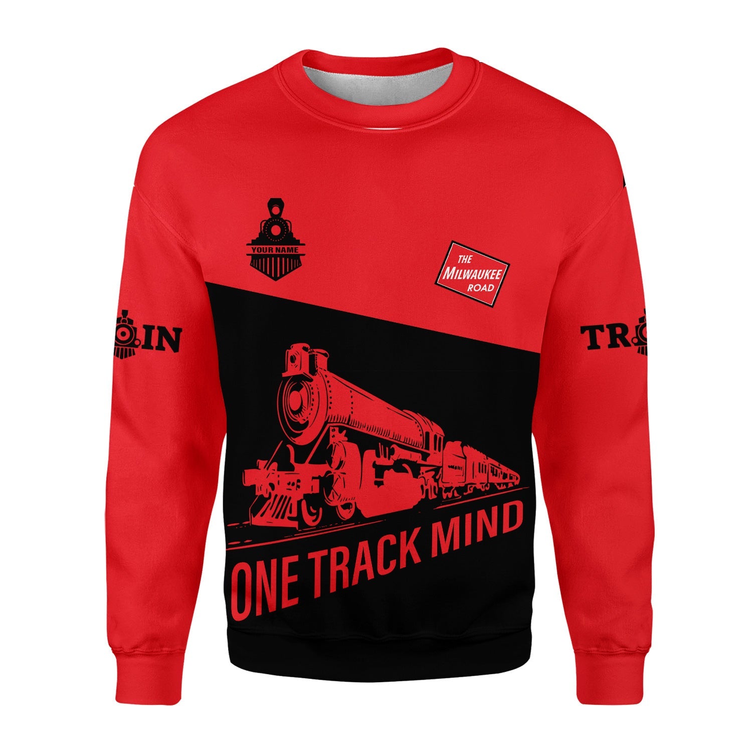 Railspirit Personalized Chicago, Milwaukee, St. Paul and Pacific Railroad Sweatshirt One Track Mind Milwaukee Road Train Sweater Gift Idea For Train Lover