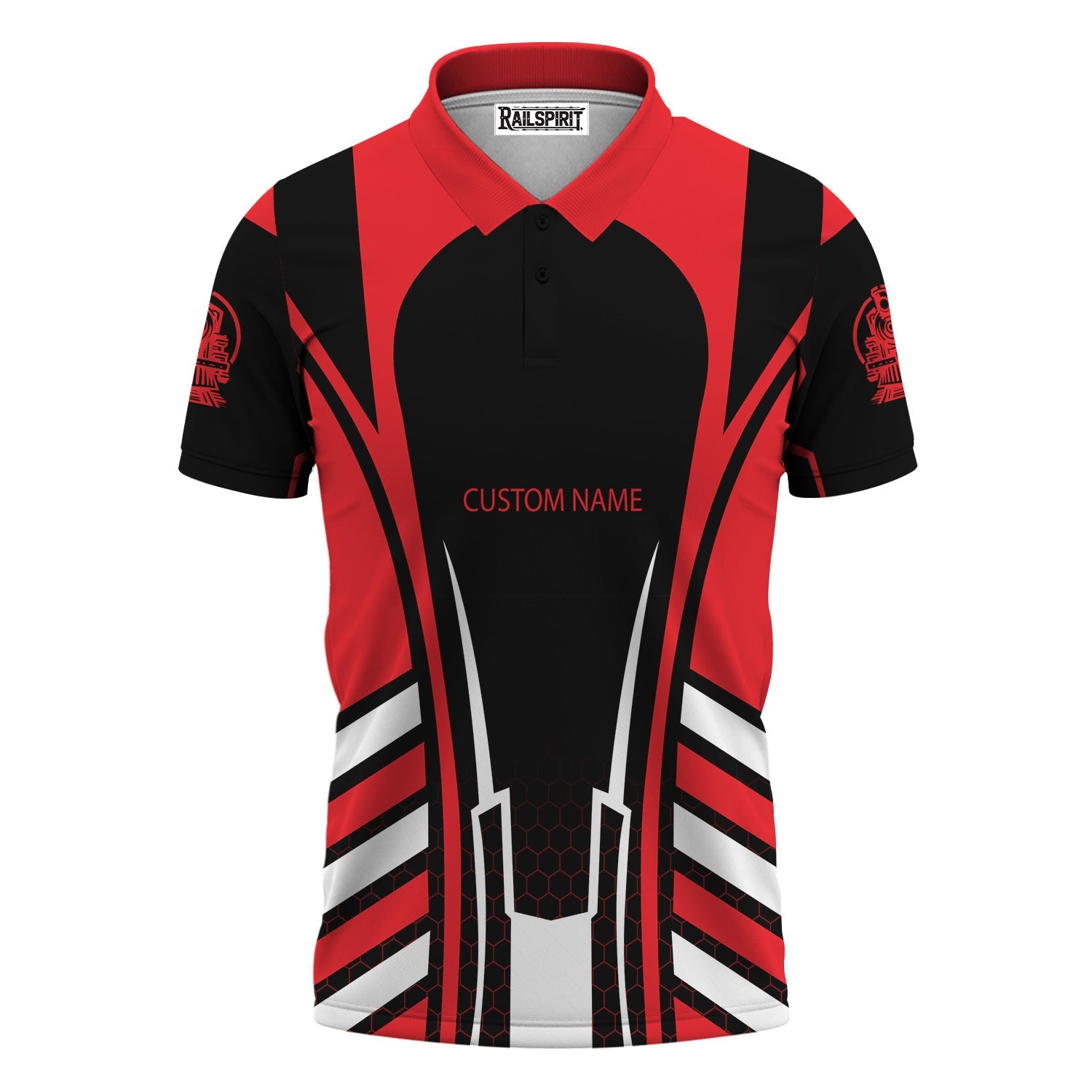 Railspirit Personalized Chicago, Milwaukee, St. Paul and Pacific Railroad Polo Shirt Striped Railroad Style Milwaukee Road Train Shirt All Over Print