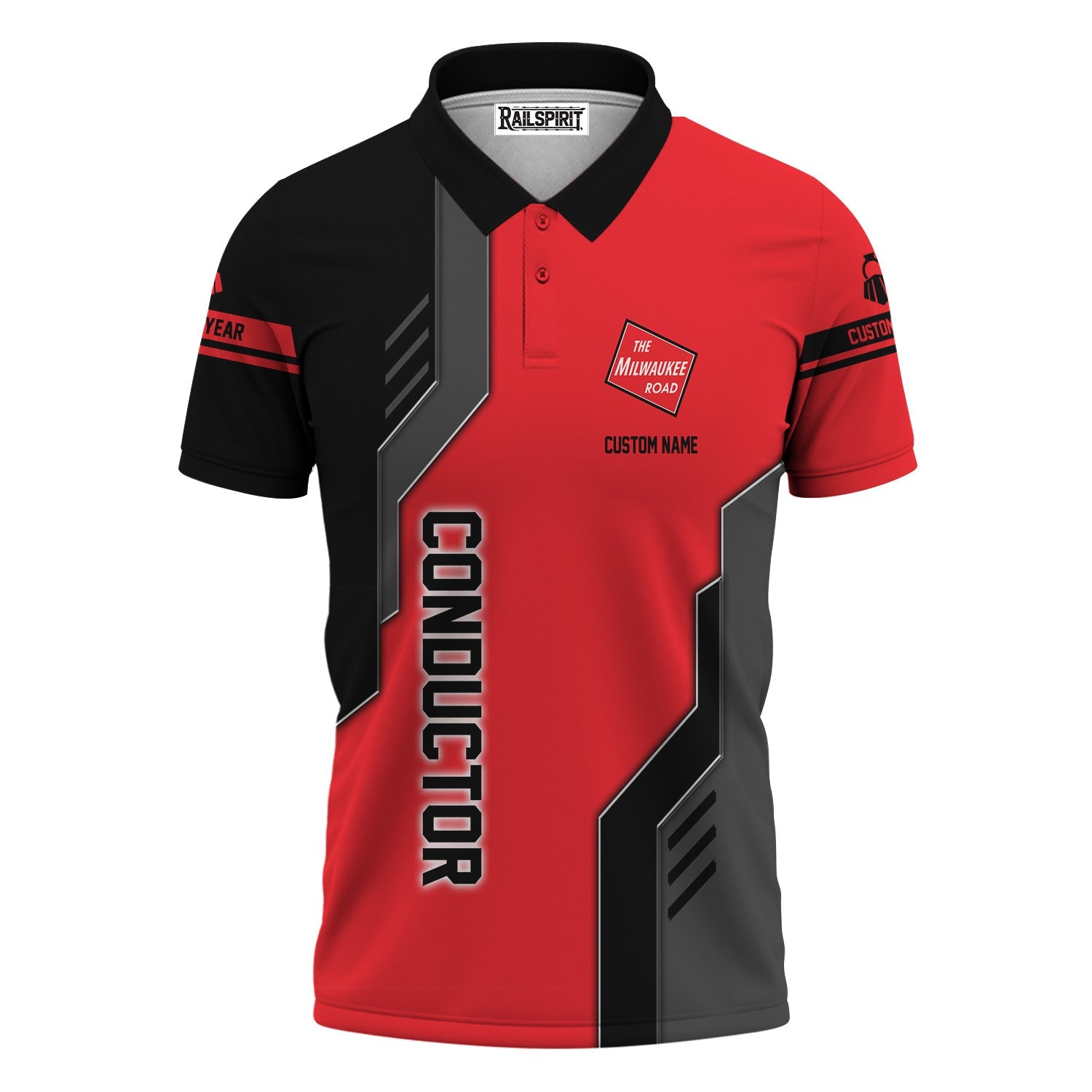 Railspirit Personalized Chicago, Milwaukee, St. Paul and Pacific Railroad Polo Shirt Unique Railway Style with Custom Job Milwaukee Road Train Shirt