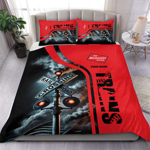 Railspirit Personalized Chicago, Milwaukee, St.Paul and Pacific Railroad Bedding Set Railroad Crossing Sign Milwaukee Road Bedding Set All Over Print