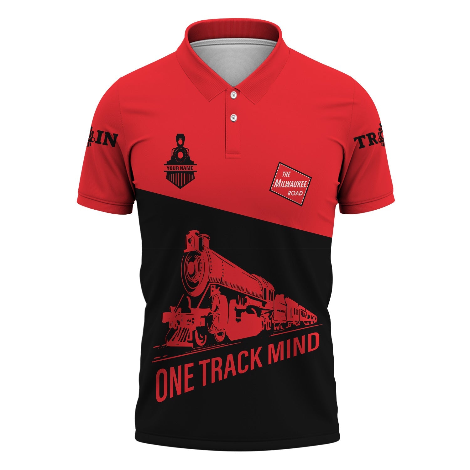 Railspirit Personalized Chicago, Milwaukee, St. Paul and Pacific Railroad Polo Shirt One Track Mind Unisex Train Shirt Gift Idea For Train Lover