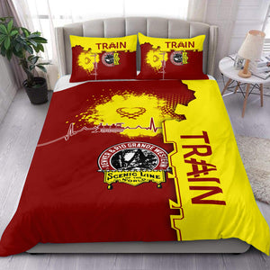 Railspirit Denver and Rio Grande Western Railroad Bedding Set Engine Heartbeat and Track Love Style Bedding Set Gift Idea For Train Lovers