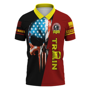 Railspirit Personalized Denver and Rio Grande Western Railroad Polo Shirt Train Skull American Flag Shirt All Over Print