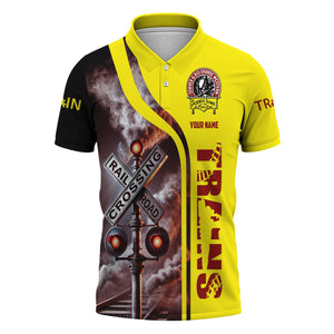 Railspirit Personalized Denver and Rio Grande Western Railroad Polo Shirt Crossing Railroad Sign Milwaukee Road American Locomotive Train Shirt