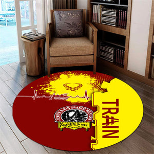 Railspirit Denver and Rio Grande Western Railroad Round Mat Engine Heartbeat and Track Love Style Mat Gift Idea For Train Lovers