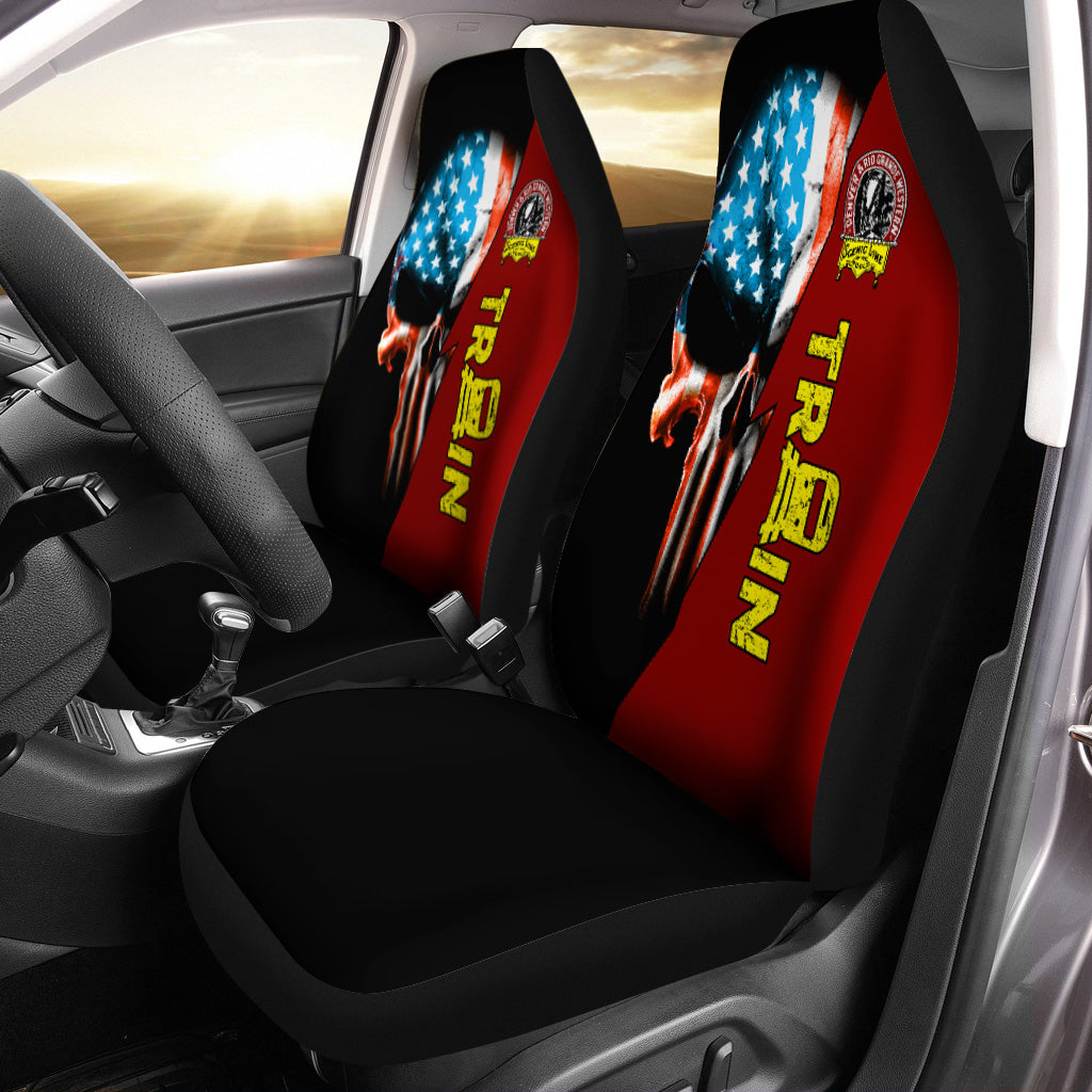 Railspirit Denver and Rio Grande Western Railroad Car Seat Cover Train Skull American Flag Style Seat Cover