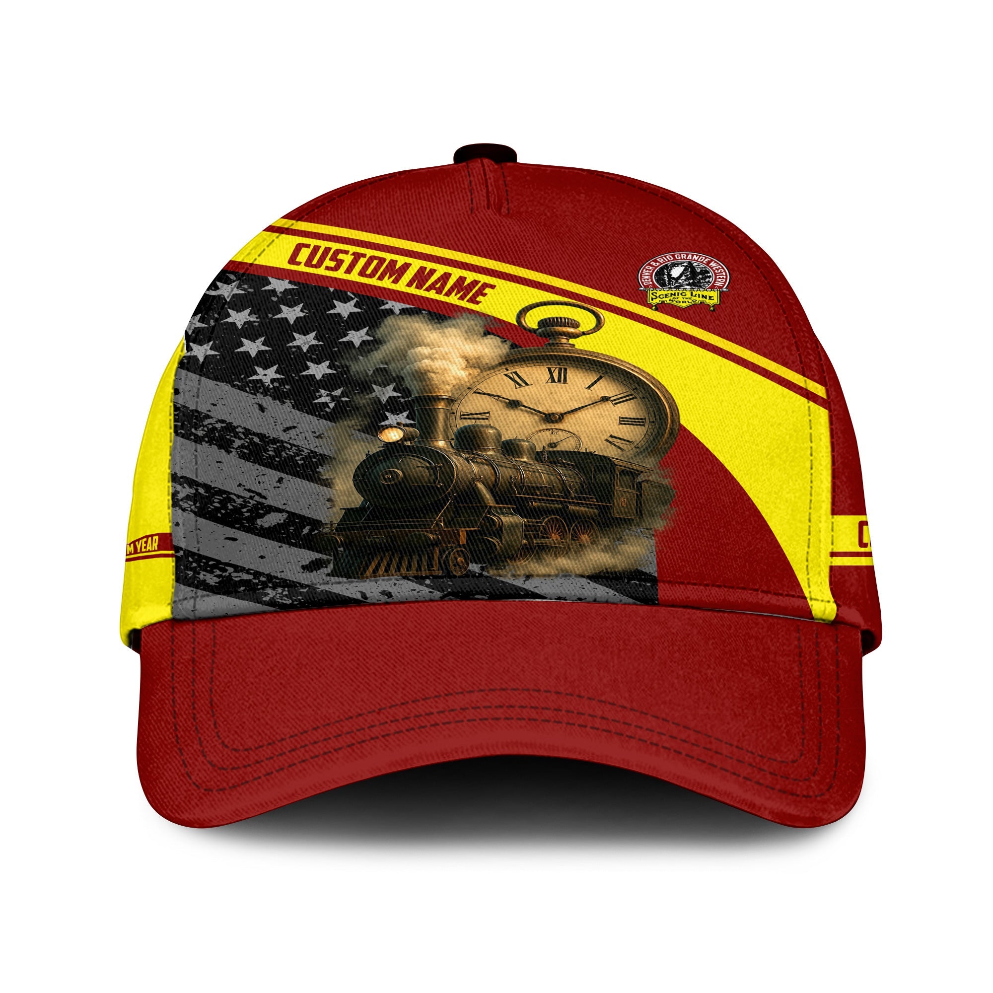 Railspirit Personalized Denver and Rio Grande Western Railroad Classic Cap Classic Steam Engine With Retro Pocket Watch Cap All Over Print