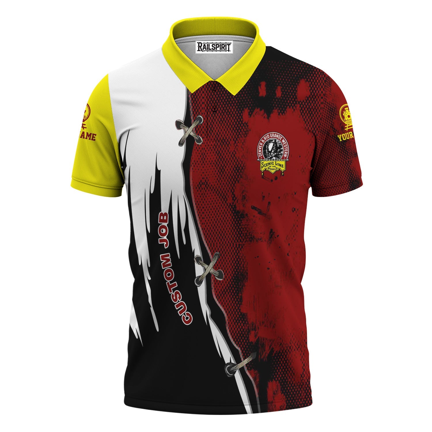 Railspirit Personalized Denver and Rio Grande Western Railroad Polo Shirt Retro Stitches Design with Custom Position Train Shirt